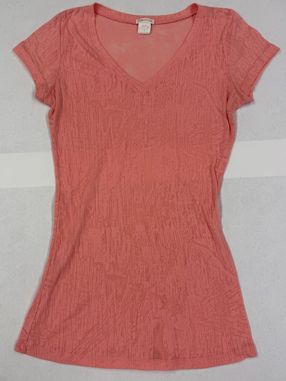 Maurices Coral Textured V‑Neck Short Sleeve Tee